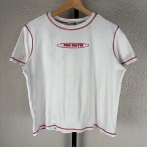 Y2K Baby Tee Paul Harris Design Contrast Stitching Womens Small
